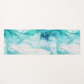 Tapis De Yoga Marbre d'encre Mint Aqua (Devant (Horizontal))