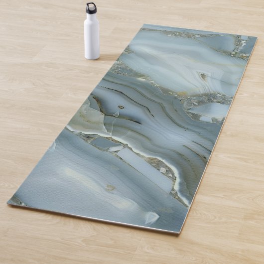 Tapis De Yoga Marbre gris bleu avec Veine or (En situation)