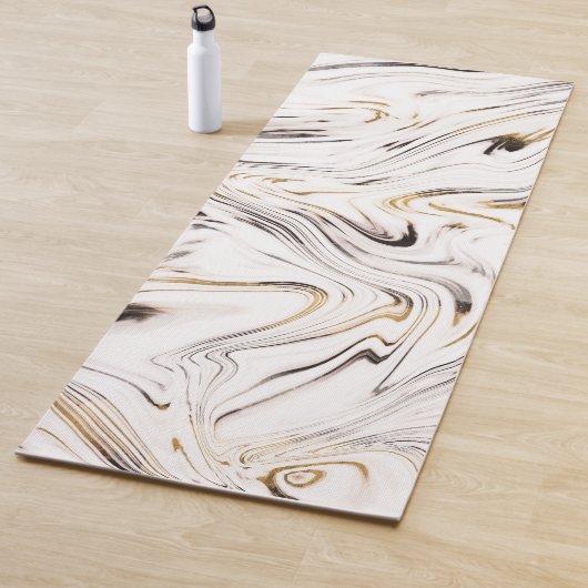 Tapis De Yoga Marbre noir argent liquide #1 (En situation)