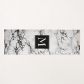 Tapis De Yoga Marbre noir et blanc monogramme (Devant (Horizontal))