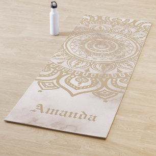 Tapis De Yoga Marbre pastel personnalisé intemporel Mandala beig