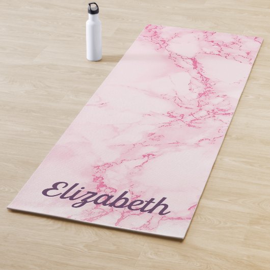 Tapis De Yoga Marbre rose doux personnalisé nom d'impression (En situation)
