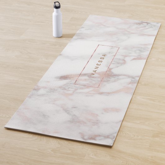 Tapis De Yoga Marbre rose-or de luxe (En situation)