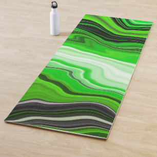 Tapis De Yoga Marbre vert et noir comme l'art fluidisé rayé