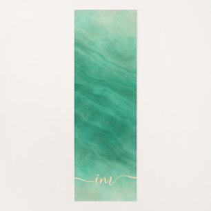 Tapis De Yoga Marbre vert moderne Abstrait Yoga Mat avec initial