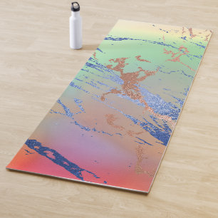 Tapis De Yoga Marbre vif   Aquarelle couleur gras pastel