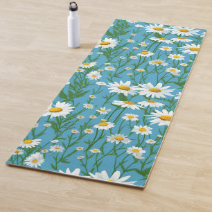 Tapis De Yoga Marguerites d'été blanches sur Aqua