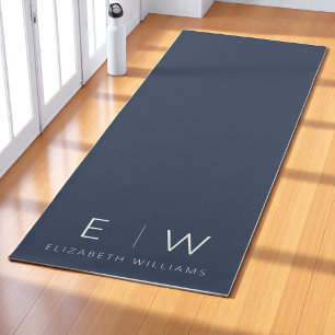 Tapis De Yoga Marine Bleu Élégant Moderne Minimaliste Monogramme