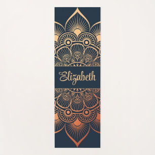 Tapis De Yoga Marine moderne Blue Mandala Nom personnalisé Yoga