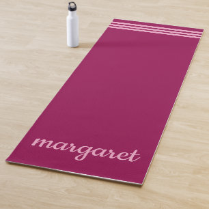 Tapis De Yoga Maroon Dusky Personnalisé avec des rayures roses