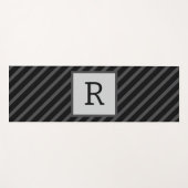 Tapis De Yoga Masculine rayé noir et gris (Devant (Horizontal))