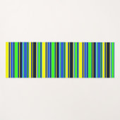 Tapis De Yoga Mat de yoga rayé bleu, citron vert et jaune (Devant (Horizontal))