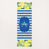 Tapis De Yoga Mat d'exercice citron et monogramme bleu (Dos)