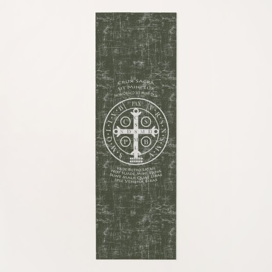 Tapis De Yoga Médaille Saint Benoît avec prière latine (Devant)