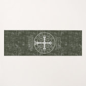 Tapis De Yoga Médaille Saint Benoît avec prière latine (Devant (Horizontal))