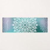 Tapis De Yoga Méditation Abstraite Nom Fleur Jade Green Mandala (Devant (Horizontal))