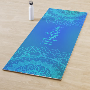 Tapis De Yoga Méditation du nom de Mandala bleu turquoise