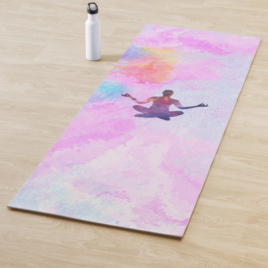 Tapis De Yoga Méditation rose  (En situation)