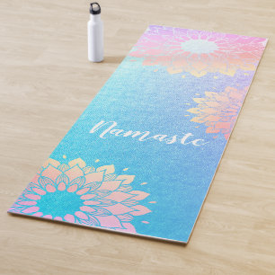 Tapis De Yoga Méditation Yoga Instructeur Rose Blue Gold Mandala