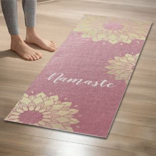 Tapis De Yoga Méditation Yoga Instructeur Rose Gold Mandala Lotu