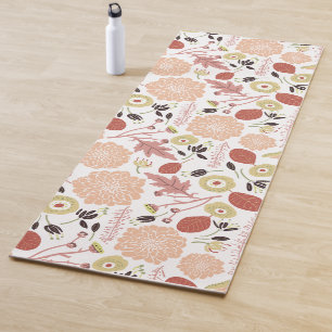 Tapis De Yoga Mélange Floral Jouer Pêcher Fleurs Whimsical Vert