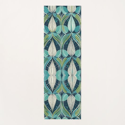 Tapis De Yoga Mid Century Atomic Drops Blue Green Pattern (Devant)
