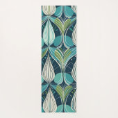 Tapis De Yoga Mid Century Atomic Drops Blue Green Pattern (Dos)