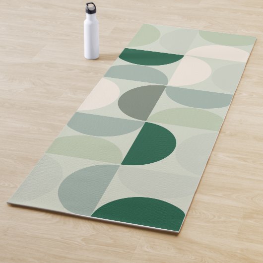 Tapis De Yoga Mid Century Moderne Abstrait Motif Sage Green (En situation)