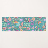 Tapis De Yoga Midcentury Floral Green (Devant (Horizontal))