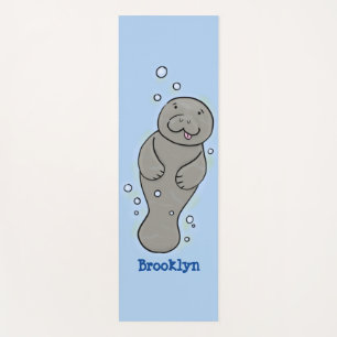 Tapis De Yoga Mignonne manatée bébé avec bulles illustration