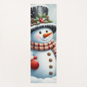 Tapis De Yoga Mignonne, Vintage/Whimsical bonhomme de neige de N