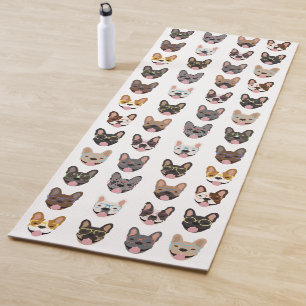 Tapis De Yoga Mignons Bulldogs français portant des lunettes
