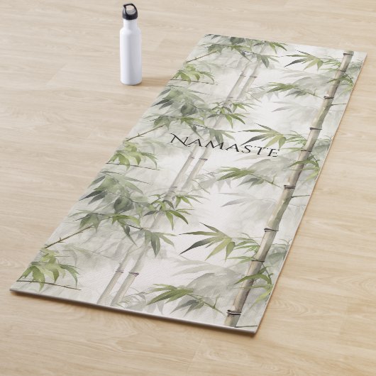 Tapis De Yoga Mindfulness en bambou vert (En situation)