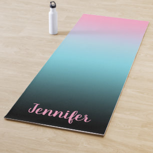 Tapis De Yoga Minimaliste Moderne Rose Ciel Bleu et Dégradé Noir