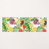 Tapis De Yoga Mix-fruit tropical, fleurs et feuilles sur blanc (Devant (Horizontal))