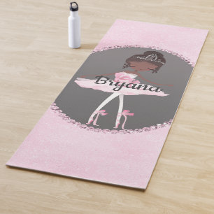 Tapis De Yoga Mode Rose & Gris Ethnique Ballerine Personnalisée