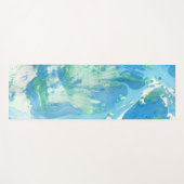Tapis De Yoga Modèle d'art Abstrait moderne bleu vert blanc (Devant (Horizontal))