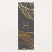 Tapis De Yoga Modèle de monogramme moderne or et gris (Devant)