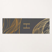 Tapis De Yoga Modèle de monogramme moderne or et gris (Devant (Horizontal))