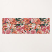 Tapis De Yoga Modèle Floral rose orange (Devant (Horizontal))
