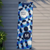 Tapis De Yoga Modern Blue Geometric Bauhaus Monogram Custom Nam