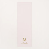 Tapis De Yoga Modern Blush Pink Gold Script Monogram (Devant)