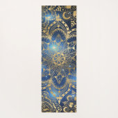 Tapis De Yoga Modern Gold Mandala Blue Nebula Custom Name (Dos)