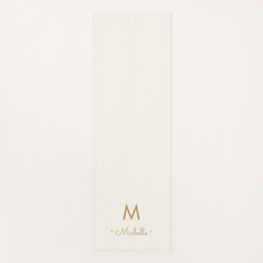 Tapis De Yoga Modern Ivory Gold Script Monogram (Devant)