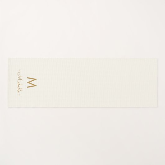 Tapis De Yoga Modern Ivory Gold Script Monogram (Devant (Horizontal))