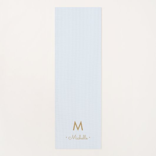 Tapis De Yoga Modern Light Dusty Blue Gold Script Monogram (Devant)