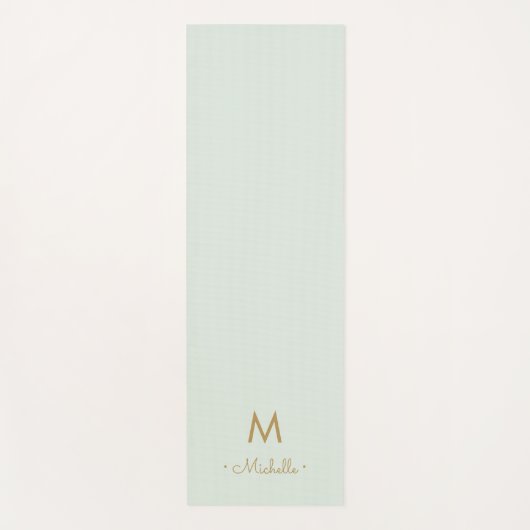 Tapis De Yoga Modern Sage Green Gold Script Monogram (Devant)