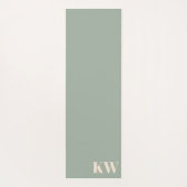Tapis De Yoga Modern Sage Green Monogram Initials Personalized (Dos)