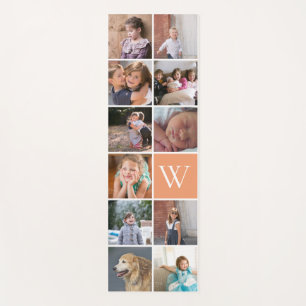 Tapis De Yoga Moderne 11 photo collage et monogramme pêche
