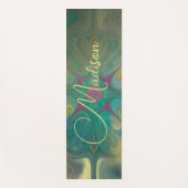 Tapis De Yoga Moderne Abstrait Mandala Flower Dark Green Gold (Devant)